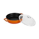 Lava Döküm Çok Amaçlı Yayvan Tencere. Glaze Serisi Çap(Ø)24cm. - Kırmızı