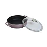 Lava Döküm Çok Amaçlı Yayvan Tencere. Glaze Serisi Çap(Ø)24cm. - Kırmızı
