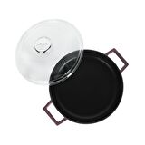 Lava Döküm Çok Amaçlı Yayvan Tencere. Glaze Serisi Çap(Ø)24cm. - Kırmızı