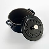 Lava Döküm Mini Tencere. Folk Çap(Ø)10 cm.  - Siyah