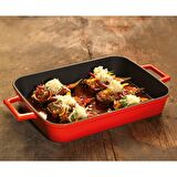 Lava döküm Dikdörtgen Tepsi. Ölçü 22x30cm. - Siyah