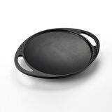 Lava Döküm Saç Kavurma Tavası, Metal Kulplu. Çap(Ø)20cm.