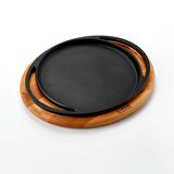 Lava Döküm Pizza / Krep / Pankek Tavası, Yuvarlak ve Ahşap Altlıklı. Çap(Ø)20cm.