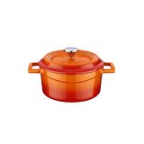 Lava Döküm Mini Yuvarlak Tencere Trendy Kapak Çap (Ø) 12cm - Turuncu