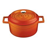 Lava Trendy Yuvarlak Döküm Demir Tencere Çap 32 cm Turuncu