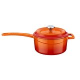Lava Döküm Yuvarlak Sos Tenceresi. Metal Saplı Çap(Ø16 cm. - Turuncu