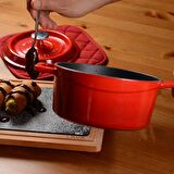 Lava Döküm Yuvarlak Sos Tenceresi. Metal Saplı Çap(Ø16 cm. - Siyah
