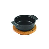 Lava Döküm Güveç Kabı ve Ahşap Altlık. Çap(Ø)11cm.