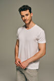 Erkek Basic Modal V Yaka Kısa Kollu T-shirt