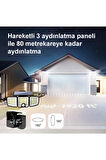 Greentech Güneş Enerjili 223 Cob Ledli, Hareket Sensörlü, 3 Taraflı Aydınlatma / GT-SL25