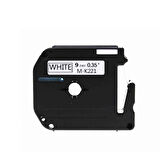 BROTHER P Touch M tape M-K221 Beyaz Etikete Siyah 9mmx8M Muadil