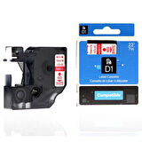 DYMO D1 Serisi Beyaz Etikete Kirmizi 45015 12mmx7M Muadil