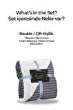 Sherpa Battaniye Çift Kişilik Çizgili Yumuşak Peluş Wellsoft Yatak Örtüsü