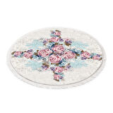 Dekoreko İpek Halı Dijital Saçaklı Yuvarlak 1821 Desen 1