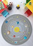 Universe Gri Yuvarlak 200 cm Anaokulu Halısı