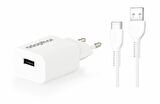 Adapthor 12W 5V 2.4A Usb 3.0 + Usb To Type C  2.4 A Kablolu Set Beyaz 