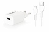 Adapthor 12W 5V 2.4A Usb 3.0 + Usb To Type C  3A Kablolu Set Beyaz 
