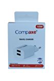 Compaxe CTA-521D USB 10 Watt Hızlı Şarj Aleti Beyaz