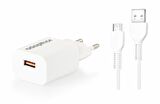 Adapthor 18W 5V 3A/ 9V 2A/ 12V 1.5A Qc + Usb To Mıcro 2.4 A Kablolu Set Beyaz
