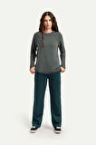 Unisex Basic Çift Taraflı Sweatshirt - Lyuga - Storm