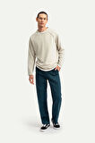 Unisex Basic Çift Taraflı Sweatshirt - Lyuga - Bone