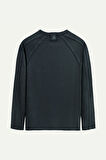 Unisex Basic Çift Taraflı Sweatshirt - Lyuga - Raven