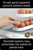 2 Katlı Pratik Yumurta Düzenleyici Buzdolabı Organizer Tutucu Otomatik Yuvarlanan Saklama Rafı Stand