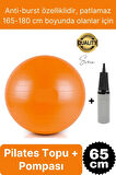 65 cm Yoga Pilates Topu ve Şişirme Pompası Hediye Denge Egzersiz Aerobik Jimnastik Reformer Spor Set