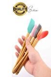 Mini Spatula Kaşık Fırça Setleri Yapışmaz Silikon Tencere Ahşap Saplı Renkli Pişirme Mutfak Araçları
