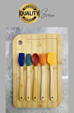 Mini Spatula Kaşık Fırça Setleri Yapışmaz Silikon Tencere Ahşap Saplı Renkli Pişirme Mutfak Araçları