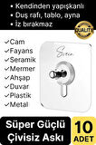 10 Adet Süper Güçlü Kendinden Yapışkanlı Tutunabilen Çok Amaçlı Çerçeve Tablo Banyo Duş Mutfak Askı