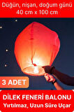 3 Adet Dilek Feneri Balonu Gece Ateş Gökyüzü Işığı Uçurtma Yırtılmaz Kaliteli Düğün Nişan Özel Gün