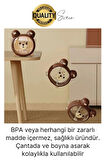 Sevimli Ayıcıklı Çocuk Suluğu Çift Kapaklı Pipetli Boyun Askılı Su Matarası Şişesi Kahve Sticker