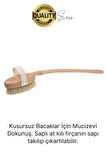 Premium %100 Doğal At Kılı Banyo Fırçası Ahşap Saplı Selülit Önleyici Yumuşak Vücut Masaj Sırt Kese
