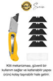 Premium Katlanır Dayanıklı Halı Maket Bıçağı Alçıpan Kesme Falçata Yedek Bıçaklı Çelik Çakı Tipi