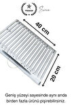 Premium 40 x 20 cm Paslanmaz Çelik 0,8 Kalın Oluklu Izgara Mangal Piknik Kamp Et Balık Kebap Pişirme