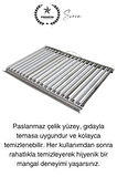 Premium 40 x 20 cm Paslanmaz Çelik 0,8 Kalın Oluklu Izgara Mangal Piknik Kamp Et Balık Kebap Pişirme