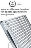 Premium 50 x 30 cm Paslanmaz Çelik 0,8 Kalın Oluklu Izgara Mangal Piknik Kamp Et Balık Kebap Pişirme