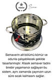 Premium Tek Musluklu 3.5 lt Kömürlü Kamp Piknik İçin Çok Amaçlı Odunlu Çay Semaveri Paslanmaz Çelik