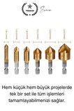 Premium Titanyum Kaplama 6'lı Kırılmaz Uçlu Paslanmaz Ahşap Sac Metal Havşa Açma Matkap Uç Seti