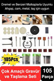105 Parça Hobi Gravür Dremel Taşlama Ucu Mini Metal Ahşap Oyma Seti Parlatma Zımparalama Fırçalama