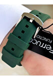 Function Fonksiyonlu Renkli Camlı 3 Atm Su Geçirmez Yeşil Renk Silikon Kordon Erkek Kol Saati
