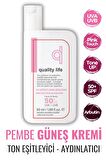 Renkli Güneş Kremi - Pink - Tone Up - Ton Eşitleyici Pembe Güneş Kremi - Aydınlatıcı Yüz Güneş Kremi