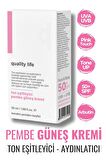 Renkli Güneş Kremi - Pink - Tone Up - Ton Eşitleyici Pembe Güneş Kremi - Aydınlatıcı Yüz Güneş Kremi