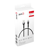 Siyah Shira Serisi Type-c Usb Kablo 30 cm-Zore