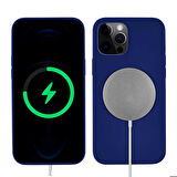 iPhone 13 Pro Uyumlu Zore Silksafe Wireless Kapak-Mavi