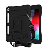 iPad 10.2 (8.Nesil) ​MKST Yeni Nesil Kalem Bölmeli Defender Tablet Silikon - Siyah