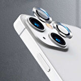iPhone 13 Mini Uyumlu Ensueno CL-07 Kamera Lens Koruyucu-Gümüş