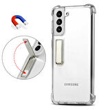 Galaxy S21 Uyumlu Zore Standlı Süper Silikon Kılıf-Renksiz