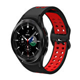 Galaxy Watch 4 44mm KRD-02 Uyumlu Zore Kordon-Kırmızı-Siyah